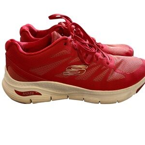 SKECHERS Womens Arch FIT - Vivid Memory Sneakers Red Size 10